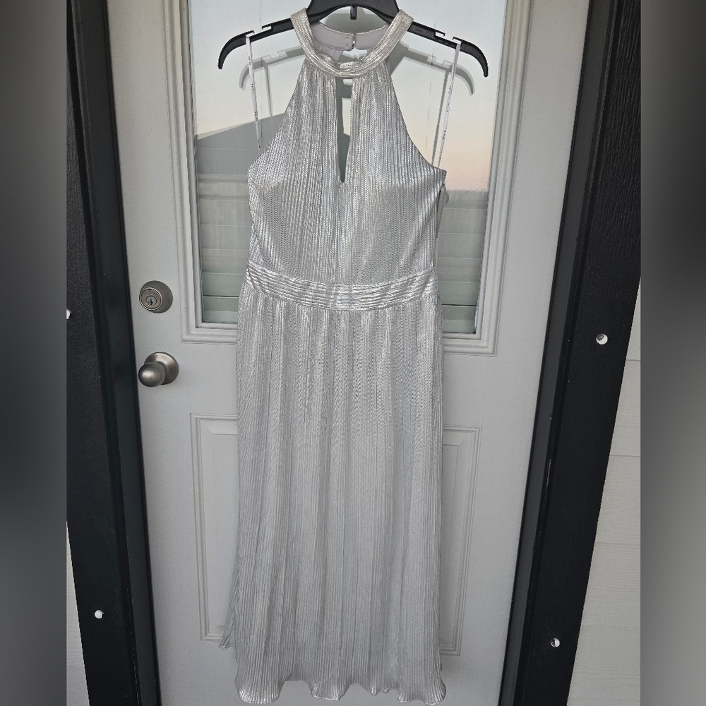 $138 Kensie Keyhole Halter Neck Maxi Dress Sz 14 Women White Sleeveless New - Picture 4 of 16